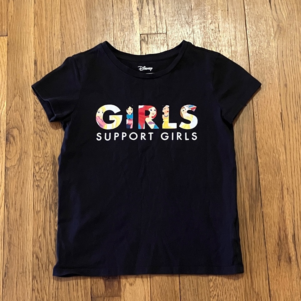 Disney girls support girls spotted zebra black t-shirt size L(10)